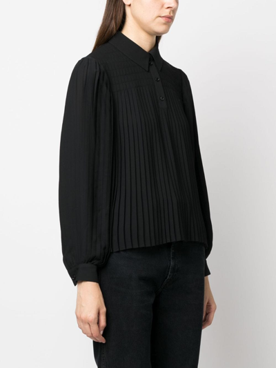 Shop Claudie Pierlot Long-sleeve Pleated Shirt In Black