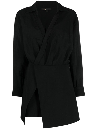 Shop Maje Long-sleeved Asymmetric Playsuit In Black