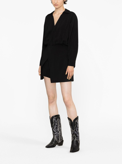 Shop Maje Long-sleeved Asymmetric Playsuit In Black