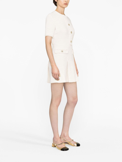 Shop Maje Button-embellished Tweed Minidress In Neutrals