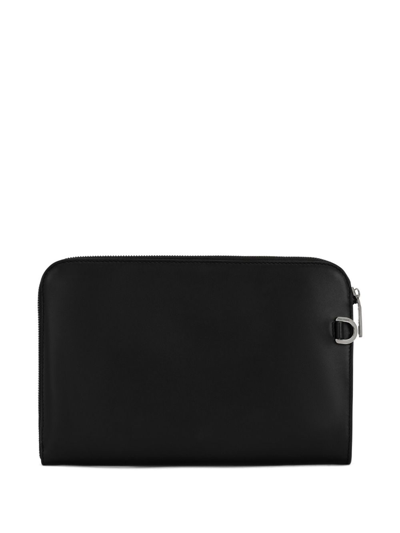 Dolce & Gabbana Raised-logo Leather Clutch In Black