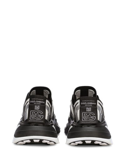 Dolce & Gabbana Two-tones Fabric Dragon Sneakers For Men In Black