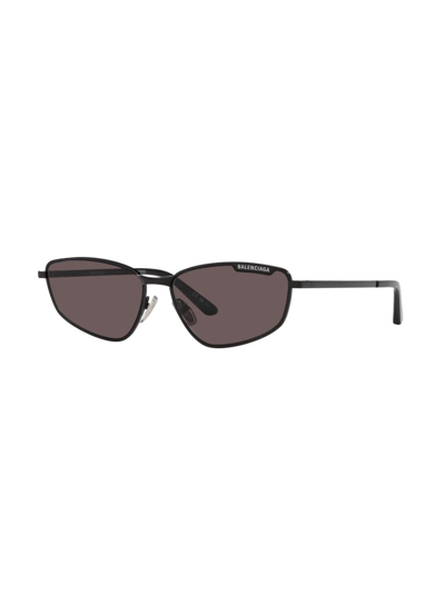 Balenciaga Logo-engraved Rectangular-frame Sunglasses In Schwarz