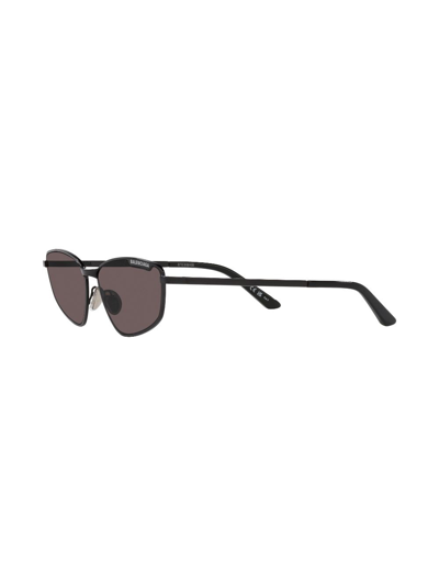 Balenciaga Logo-engraved Rectangular-frame Sunglasses In Schwarz
