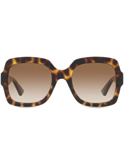 Gucci Tortoiseshell-effect Square-frame Sunglasses In Braun