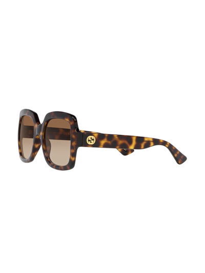 Gucci Tortoiseshell-effect Square-frame Sunglasses In Braun