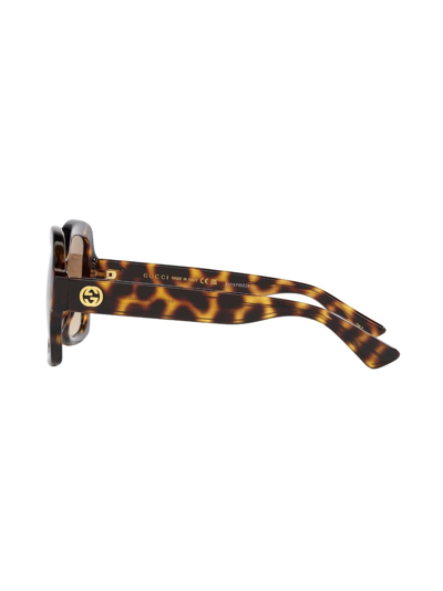 Gucci Tortoiseshell-effect Square-frame Sunglasses In Braun