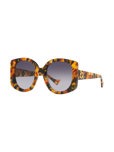Gucci Tortoiseshell-effect Oversized-frame Sunglasses In Braun