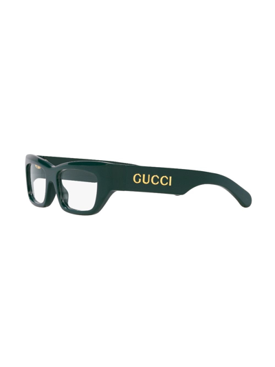 Shop Gucci Logo-plaque Rectangle-frame Glasses In Grün