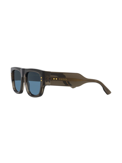 Gucci Logo-engraved Square-frame Sunglasses In Grau