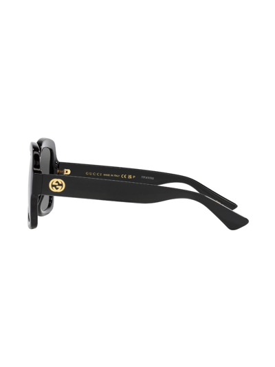 Gucci Logo-plaque Square-frame Sunglasses In Schwarz