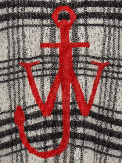 Shop Jw Anderson Logo Embroidery Check Sweater Sweater, Cardigans White/black