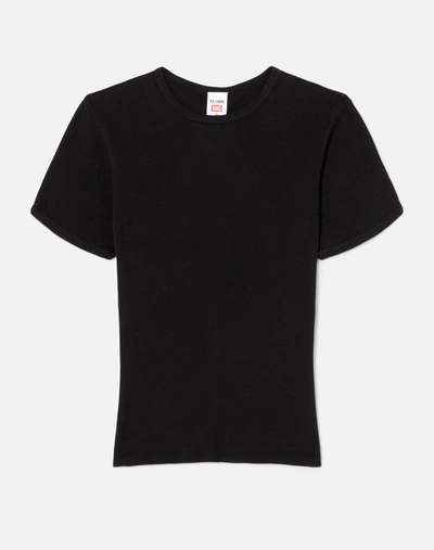 Shop Re/done 90s Ribbed Cap Sleeve Tee In Black