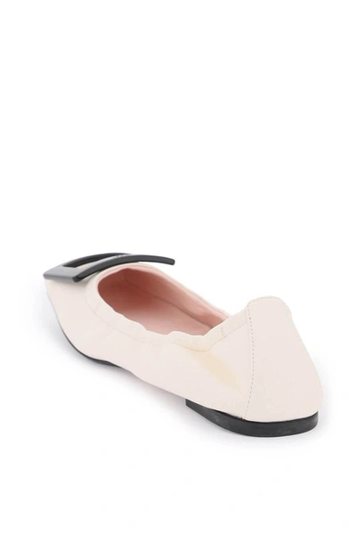 Shop Roger Vivier Viv' Pockette Nappa Leather Ballet Flats With Buckle In White
