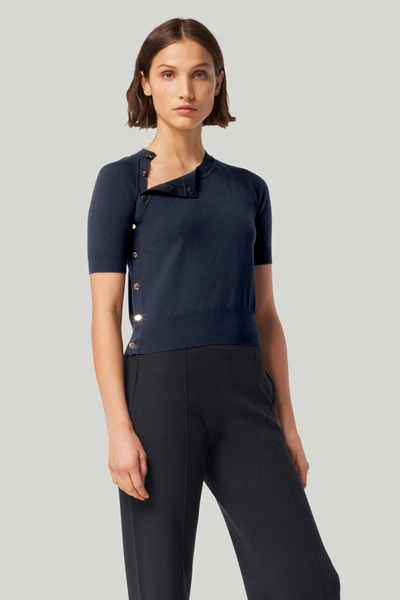 Altuzarra Short-sleeve Knitted Crop Top In Berry Blue