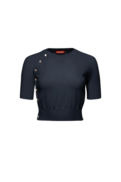 Altuzarra Short-sleeve Knitted Crop Top In Berry Blue