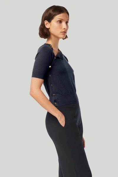 Altuzarra Short-sleeve Knitted Crop Top In Berry Blue