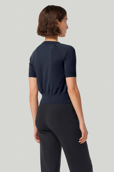 Altuzarra Short-sleeve Knitted Crop Top In Berry Blue