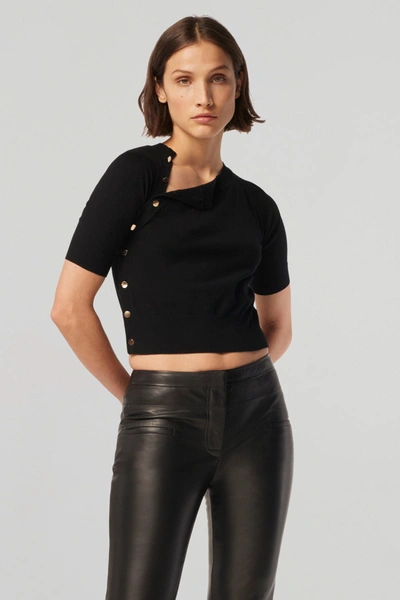 Altuzarra Short-sleeve Knitted Crop Top In Black