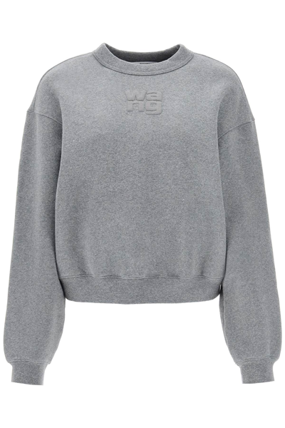 Shop Alexander Wang Sweatshirt In Glitter Jersey In Sidewalk (grey)