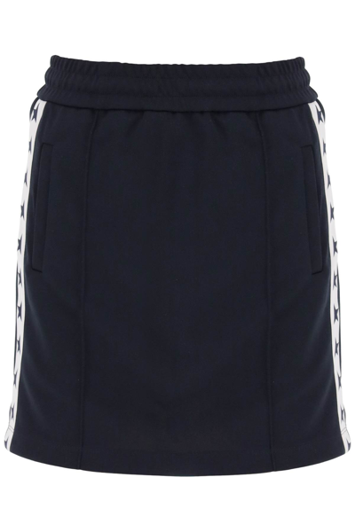 Shop Golden Goose Sporty Skirt With Contrasting Side Bands In Dark Blue White (blue)