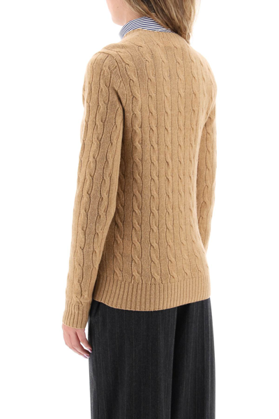 Shop Polo Ralph Lauren Cable Knit Wool And Cashmere Sweater In Collection Camel Melange (beige)