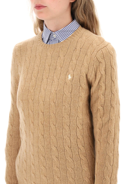 Shop Polo Ralph Lauren Cable Knit Wool And Cashmere Sweater In Collection Camel Melange (beige)