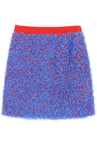 Shop Tory Burch Confetti Tweed Mini Skirt In Blue Cosmo Red Chili (red)