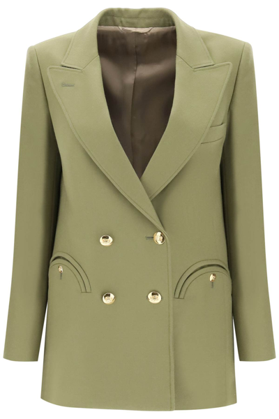 Shop Blazé Milano Everyday Exit Double-breasted Blazer In Bamboo (green)