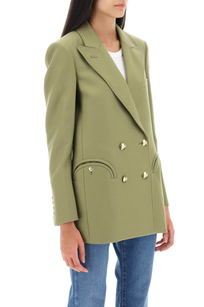 Shop Blazé Milano Everyday Exit Double-breasted Blazer In Bamboo (green)