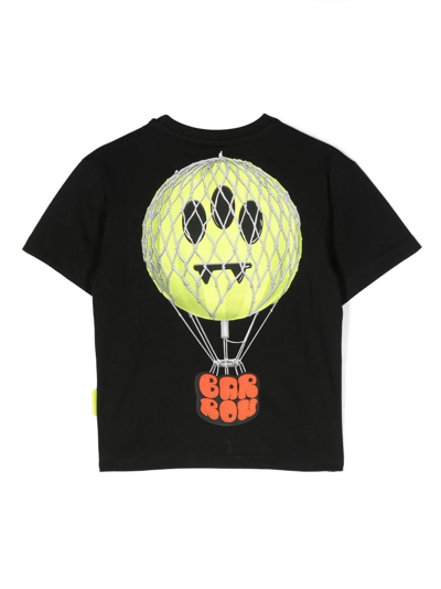 Shop Barrow Black T-shirt With Balloon Lettering Logo In Nero