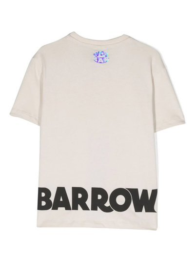 Shop Barrow Dove T-shirt With Front And Back Lettering And Logo In Marrone