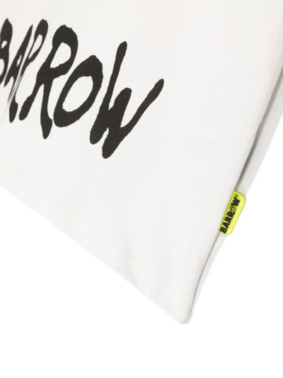Shop Barrow White T-shirt With Contrast Lettering Logo In Bianco