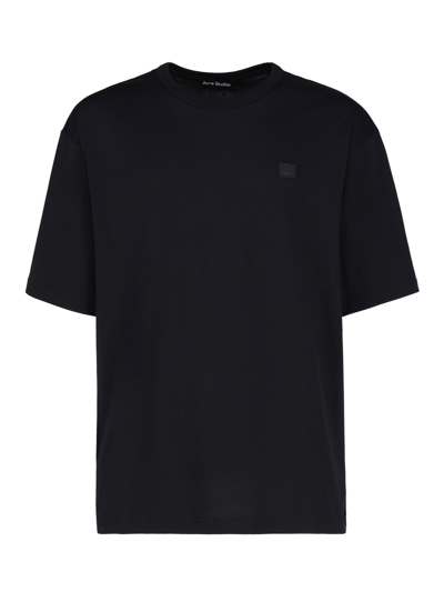 Shop Acne Studios Logo Cotton T-shirt In Black