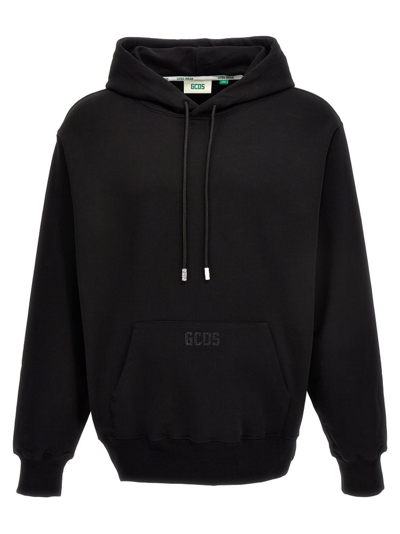 Shop Gcds Logo Detailed Drawstring Hoodie In Black
