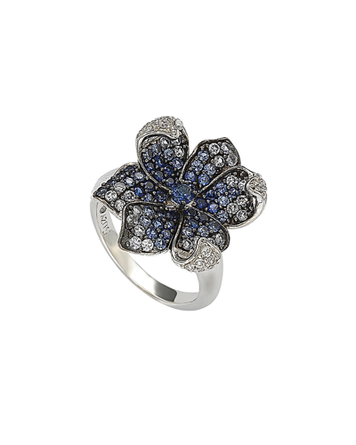Shop Suzy Levian 18k & Silver 1.74 Ct. Tw. Sapphire Flower Petal Ring