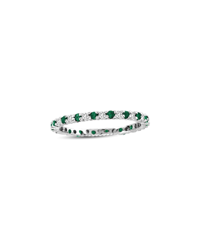 Shop Suzy Levian 14k 0.55 Ct. Tw. Diamond & Emerald Eternity Ring
