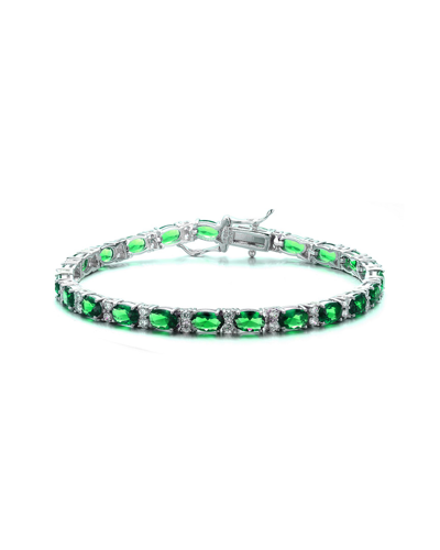 Genevive .925 Sterling Silver Emerald Cubic Zirconia Tennis Bracelet