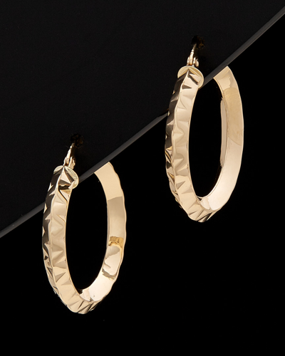 Italian Gold 14k  Textured Hoops