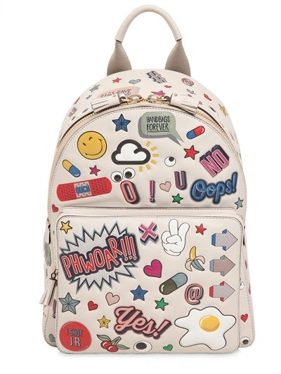 Anya Hindmarch Off-white All-over Stickers Mini Backpack In Ivory