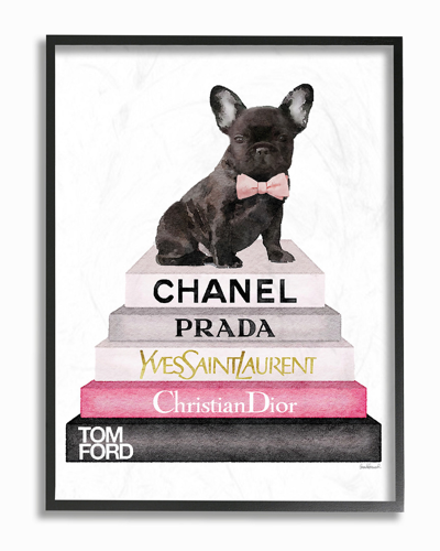 Stupell Book Stack Fashion French Bulldog By Amanda Greenwood Framed Art