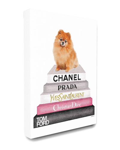 Stupell High Fashion Bookstack Pomeranian Dog