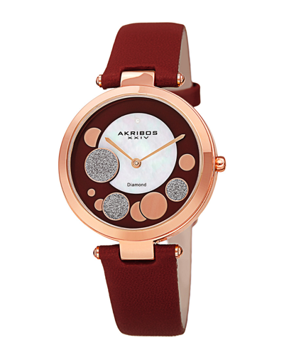 Shop Akribos Xxiv Women's Genuine Leather Diamond Watch