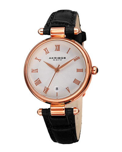 Shop Akribos Xxiv Women's Genuine Leather Watch