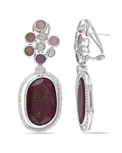 Shop Diamond Select Cuts 14k 37.64 Ct. Tw. Diamond & Red Sapphire Earrings