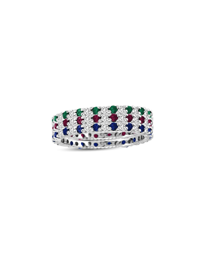 Shop Suzy Levian Set Of 3 14k 1.65 Ct. Tw. Diamond & Gemstone Eternity Rings