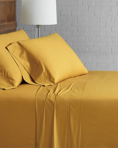 Brooklyn Loom Solid Cotton Percale Mustard Sheet Set In Mustard