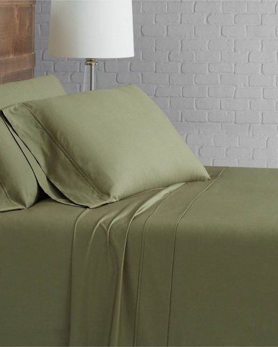 Brooklyn Loom Solid Cotton Percale Olive Green Sheet Set In Green
