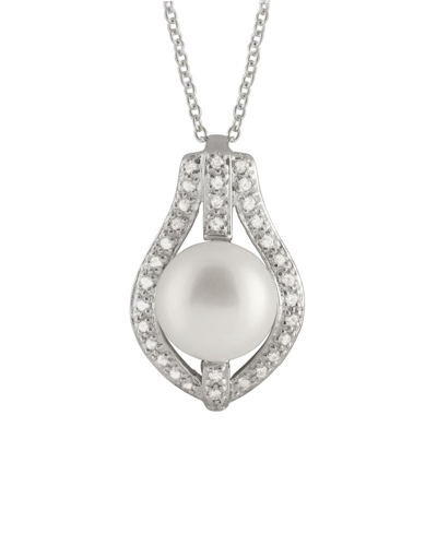 Shop Splendid Pearls Rhodium Plated 10-11mm Pearl Cz Pendant Necklace