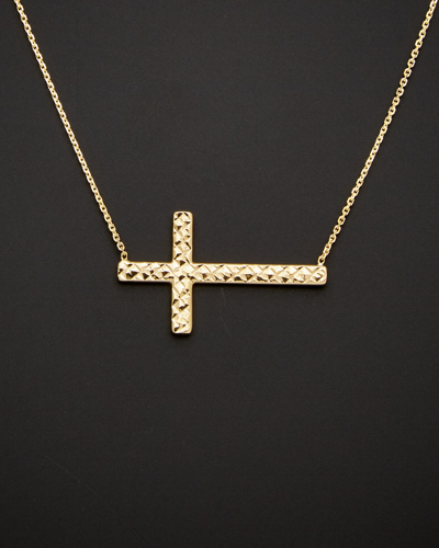 Shop Italian Gold 14k  Cross Adjustable Necklace